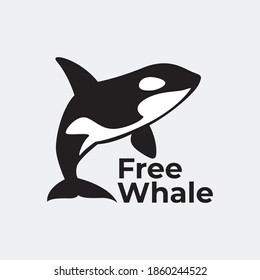 free jumping whale logo vector
