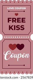 Free Kiss Valentines Day Coupon Vector Illustration