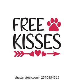 Free Kisses Typography T-Shirt Design Vector, Valentine gift, Valetines Day Typography Shirt, Valentine’s Day Digital Design, Happy valentines day
