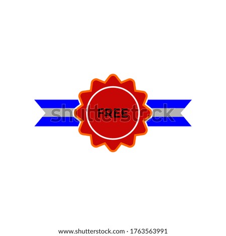 free label badge. red blue sticker free label text 