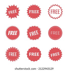 free label icons set, free tag vector illustration