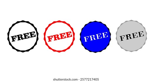 Free label illustrations set. Free flat vector stickers set. Vector free sign