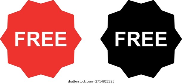  Free label illustrations set. Free flat vector stickers set. Vector free sign
