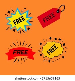 Conjunto de ilustraciones de etiqueta libre. Conjunto de Vector de pegatina plana gratis. Señales de Vector gratis