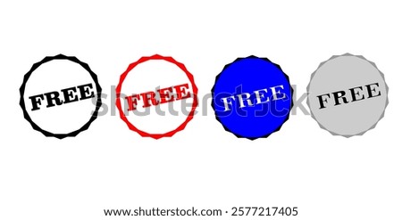 Free label illustrations set. Free flat vector stickers set. Vector free sign