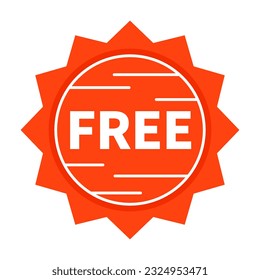 Free Label In Orange Circle Shape And White Line For Marketing
