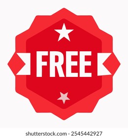 Free label. Red badge sticker design. Vector illustration. EPS10