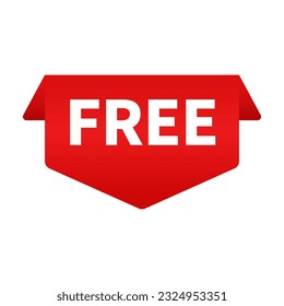 Free Label In Red Gradient Color And Unique Shape For Advertisement
