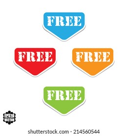 Free label, sign, tag and sticker with colorful color. Vector. 