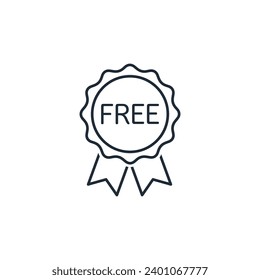 Free label tag. Badge sticker design.Vector linear icon illustration isolated on white background.