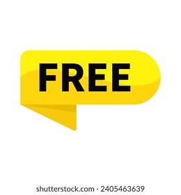 Free Label In Yellow Rounded Rectangle Ribbon Shape For Information Sign Promotion Business Marketing Social Media
