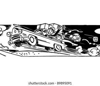 Free At Last - Man Leaving His Wife - Retro Clipart Illustration