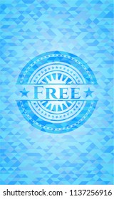 Free light blue emblem with triangle mosaic background