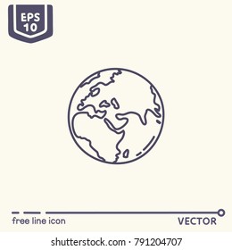 Free line icon - Earth. EPS 10 Isolated object