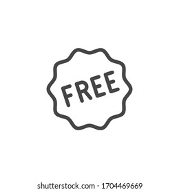 Free line icon. Gift or present for purchase. Label for services, online stores, markets and mobile apps, sticker for printed. Ad sign, promo offer, e-commerce concept. Vector illuctration isolated