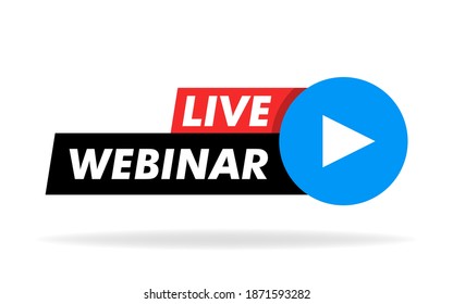 Free Live webinar play online button vector illustration.