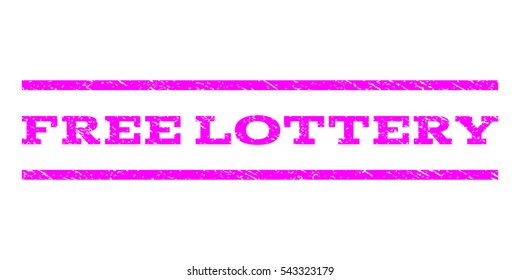 Free Lottery watermark stamp. Text tag between horizontal parallel lines with grunge design style. Rubber seal stamp with unclean texture. Vector magenta color ink imprint on a white background.