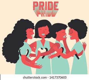 Free love illustration as a symbol of Pride, LGTBQ+ everyone is in the heart of everyone