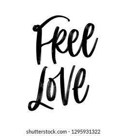 FREE LOVE. LOVE LETTERING WORDS. FOR ST VALENTINE'S DAY. VECTOR LOVELY GREETING HAND LETTERING