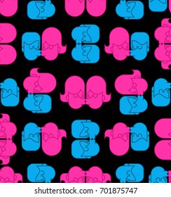 Free love seamless pattern. LGBT kisses background. guy and girl are passion. Gay and lesbian
