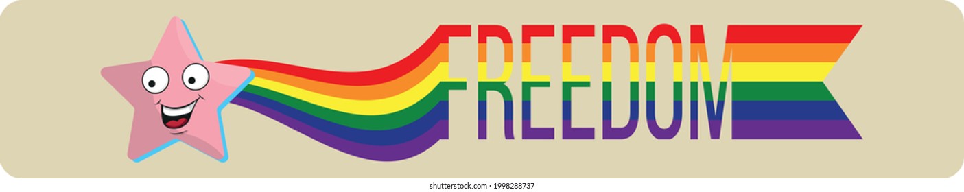 Free love symbol. LGBT rainbow. Star on a rainbow background. Flat design.