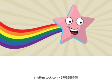 Free love symbol. LGBT rainbow. Star on a rainbow background. Flat design.