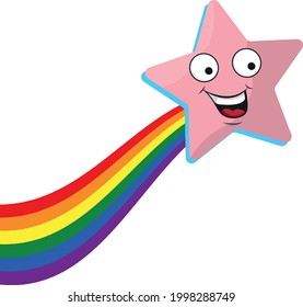 Free love symbol. LGBT rainbow. Star on a rainbow background. Flat design.