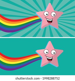 Free love symbol. LGBT rainbow. Star on a rainbow background. Flat design.