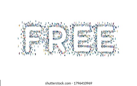 FREE made of lots little people. Romantic, valentine and dating concept illustration
