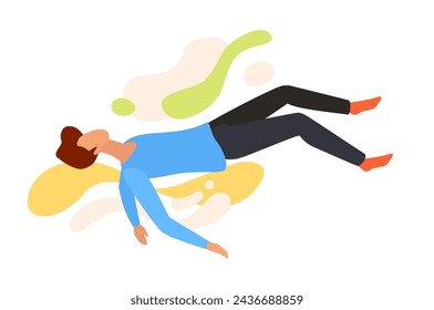 Free man flying and levitating in dreams, freedom and fantasy space vector illustration