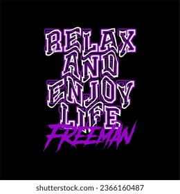 free man relax enjoy life slogan abstract vector