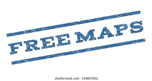 Free Maps watermark stamp. Text caption between parallel lines with grunge design style. Rubber seal stamp with unclean texture. Vector cobalt blue color ink imprint on a white background.