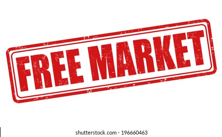 Free market grunge rubber stamp on white, vector illustration