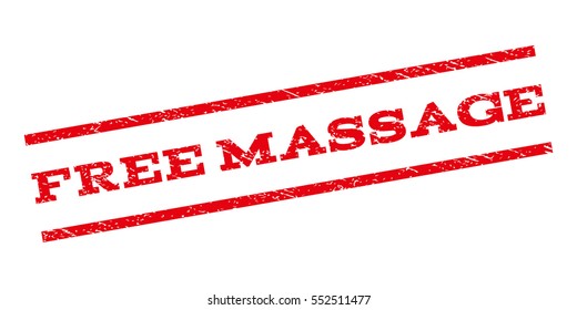 Free Massage watermark stamp. Text tag between parallel lines with grunge design style. Rubber seal stamp with dust texture. Vector red color ink imprint on a white background.