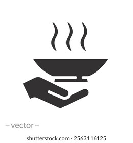 free meal, share food icon, give or donate nutrition, feed poor, flat vector illustration