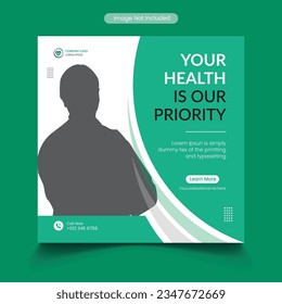 Free Medical healthcare social media post design template.