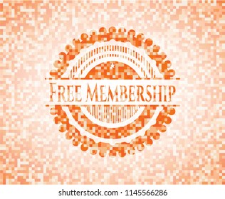 Free Membership abstract emblem, orange mosaic background