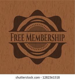 Free Membership badge with wood background