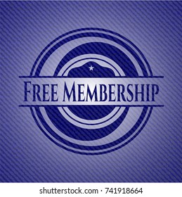 Free Membership emblem with jean background
