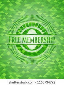 Free Membership green emblem with triangle mosaic background