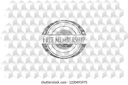 Free Membership grey emblem with cube white background