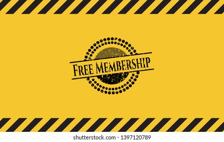 Free Membership inside warning sign, black grunge emblem. Vector Illustration. Detailed.