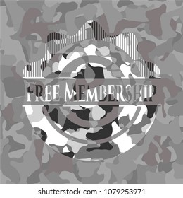  Free Membership on grey camouflaged pattern