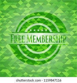 Free Membership realistic green emblem. Mosaic background