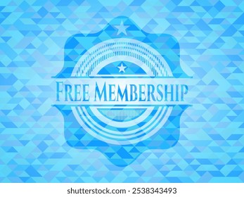 Free Membership realistic sky blue emblem. Mosaic background. 