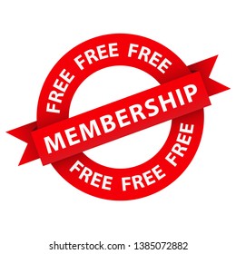 FREE MEMBERSHIP red vector origami-style marketing stamp