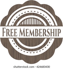 Free Membership retro wooden emblem