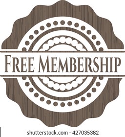 Free Membership retro wooden emblem