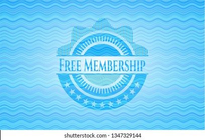 Free Membership sky blue water badge background.