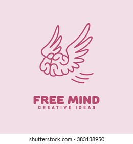Free mind outline logo template design. Vector illustration.